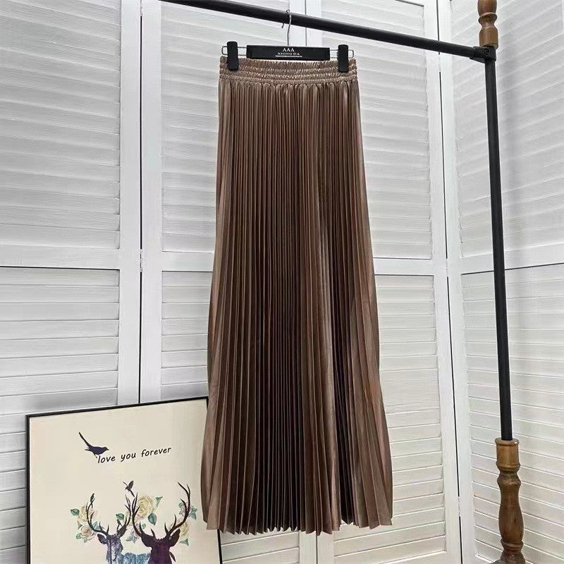 Women Fashion Solid Color Pleated Skirt in Cotton Silk