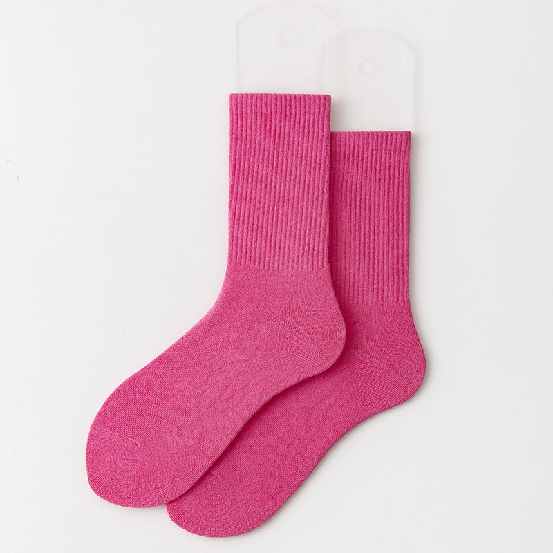 Calcetines casuales de algodón de color sólido para mujer