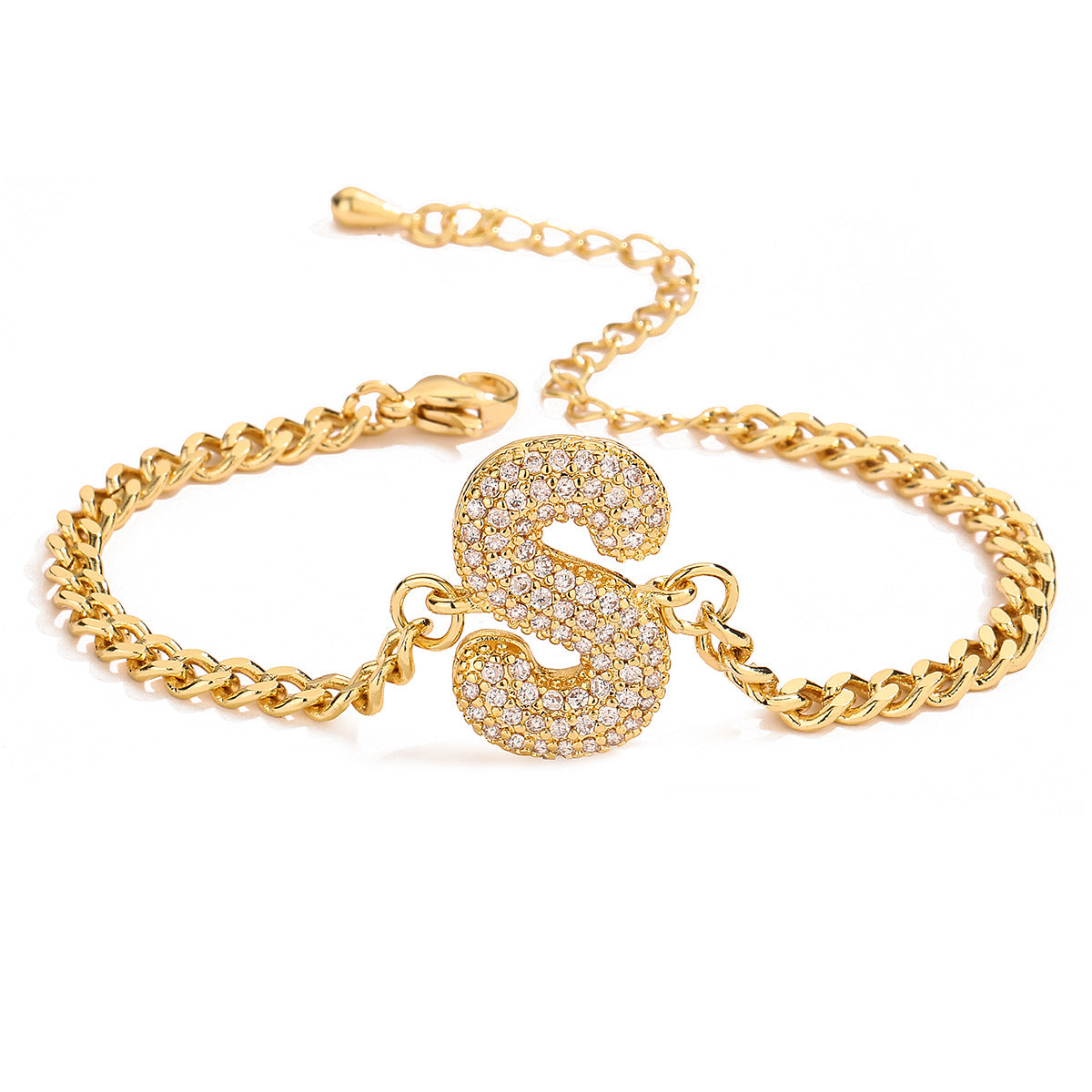 Pulsera de alfabeto de circonitas de moda 26