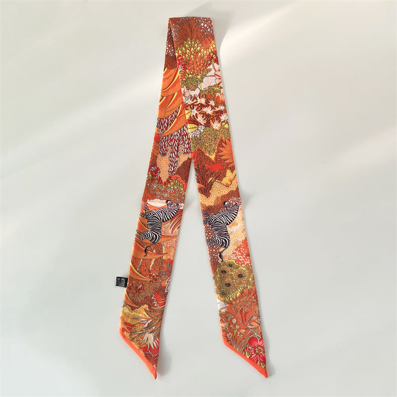 Bufanda con asa para bolso con lazo estampado de moda
