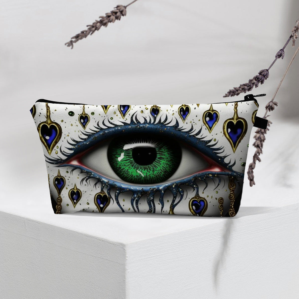 Bolsa de cosméticos portátil con diseño de mal de ojo para mujer