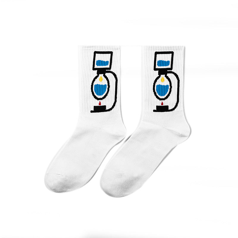 Calcetines de Halloween para hombre con diseño punk de calavera y palmeras y astronauta
