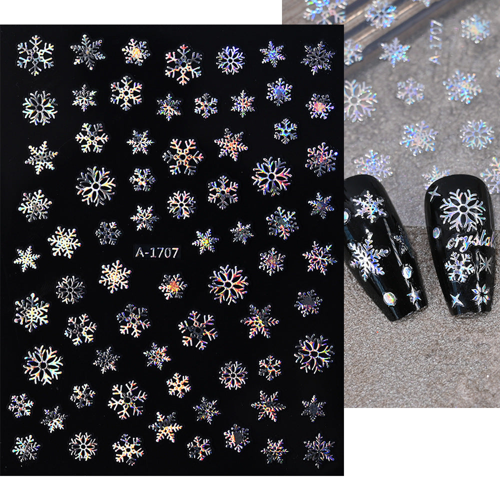 Pegatinas navideñas de copos de nieve para uñas