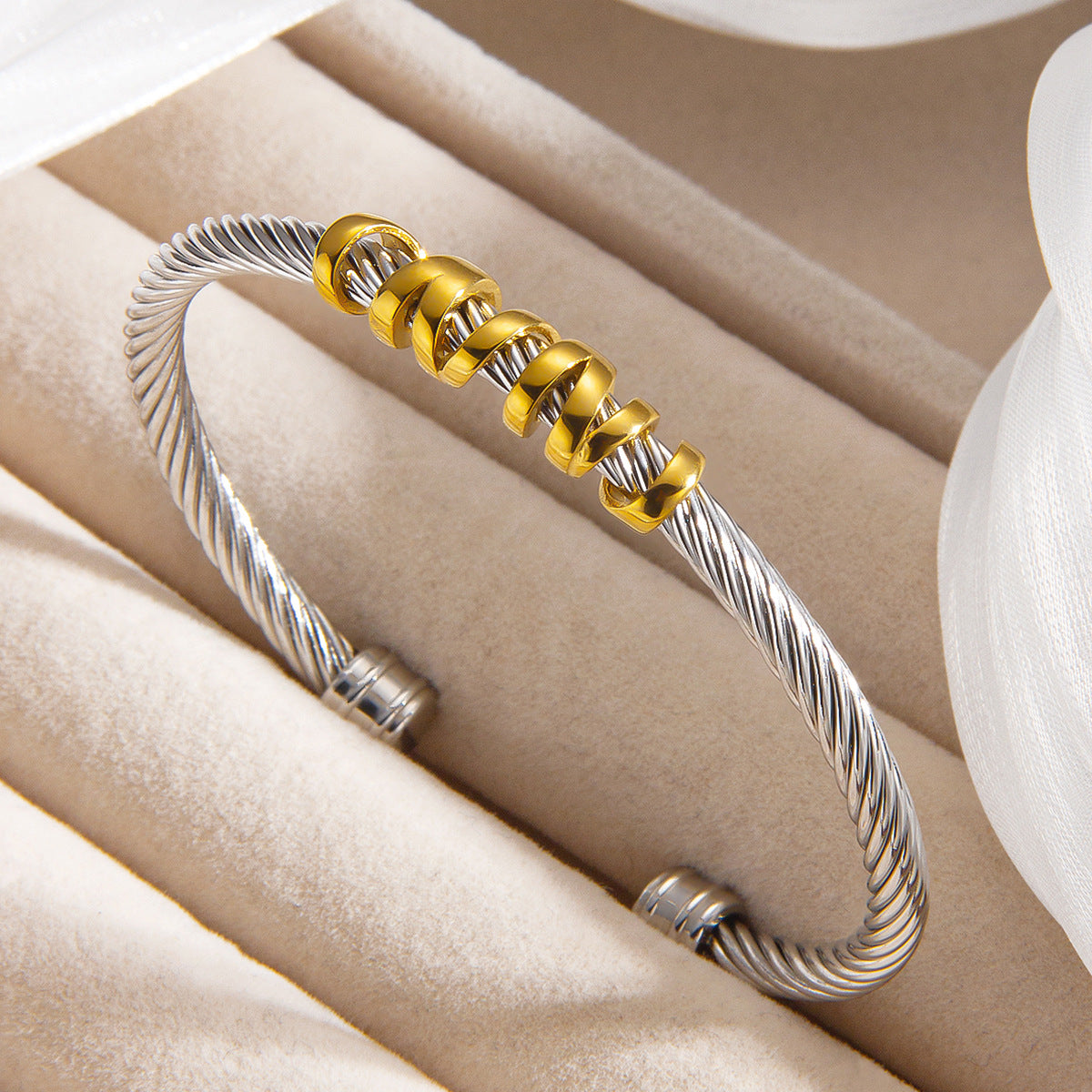 Women Fashion Steel Wire Rope Titanium Steel Twist Bracelet