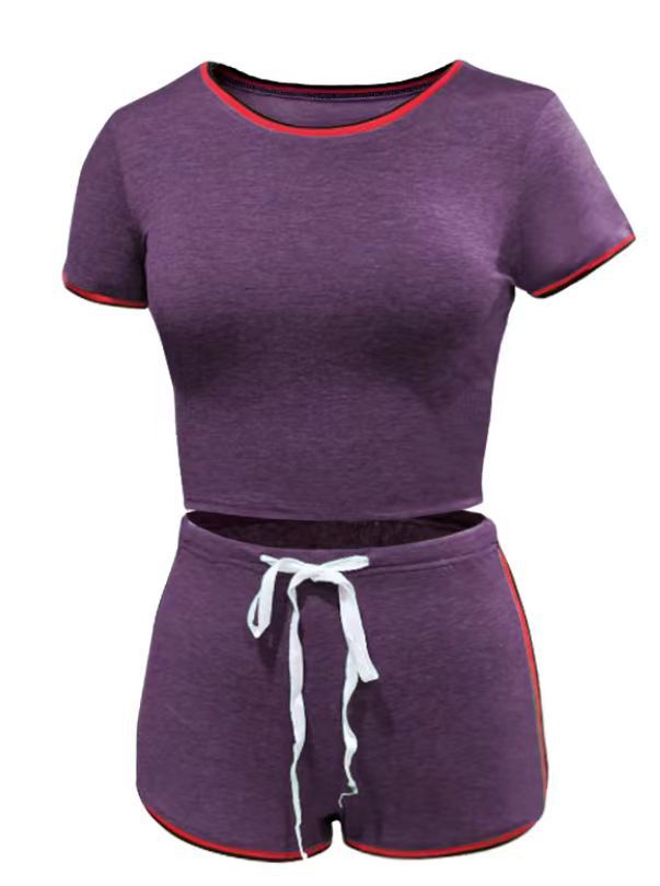 Conjunto de camiseta informal de moda para mujer con contraste de color