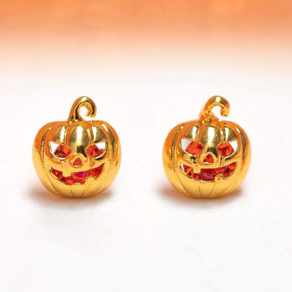 Halloween Black Cat Pumpkin Skull Stud Earrings