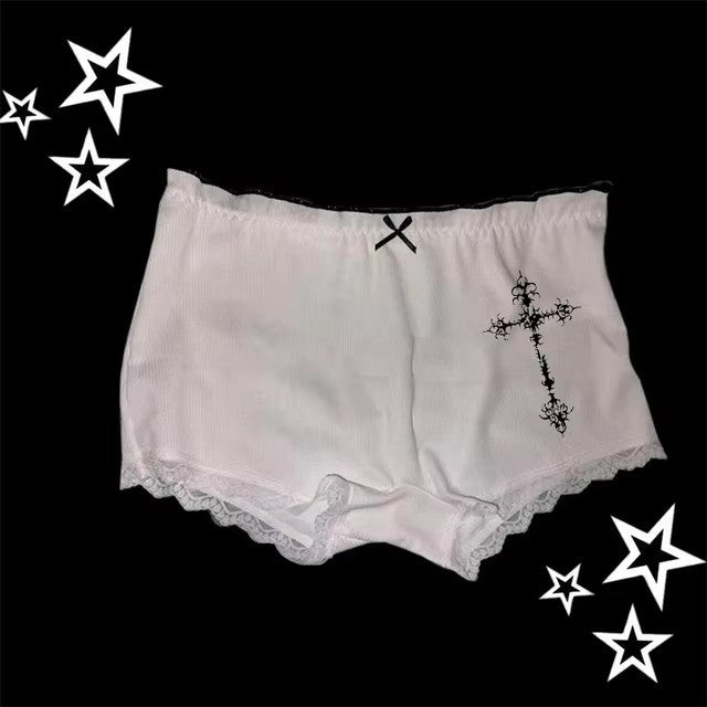 Camisola tubo estilo gótico punk con estampado cruzado para mujer