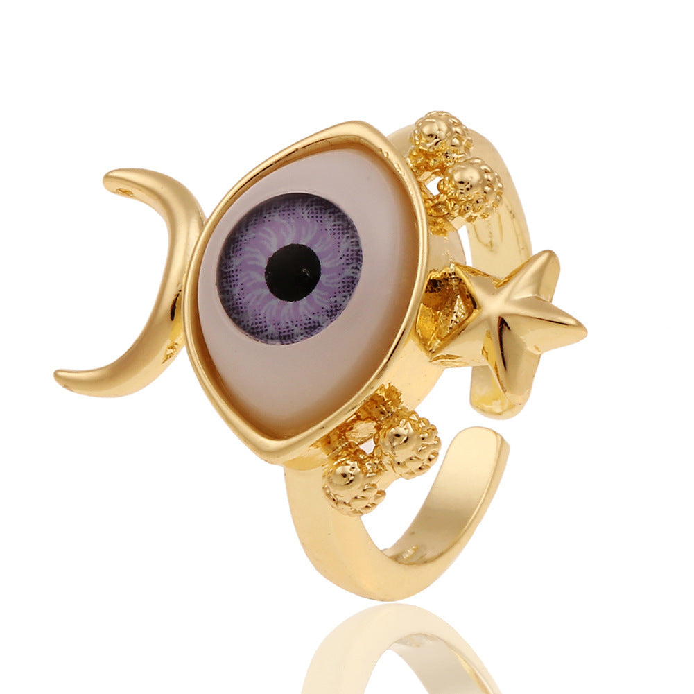 Anillos creativos de moda con diseño de ojo malvado bañados en cobre para mujer