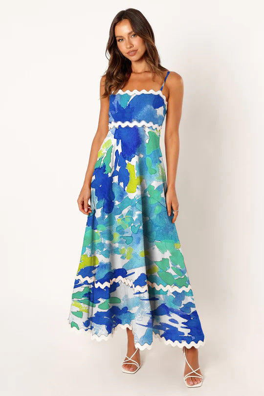 Women Casual Summer Vacation Floral Maxi Sun Dress