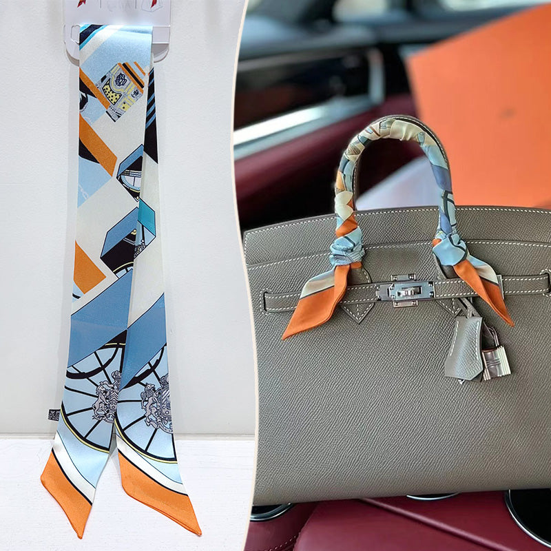 Bufanda con asa para bolso con lazo estampado de moda