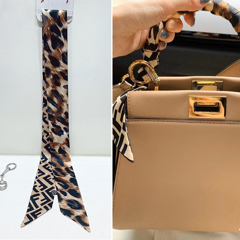 Bufanda con asa para bolso con lazo estampado de moda