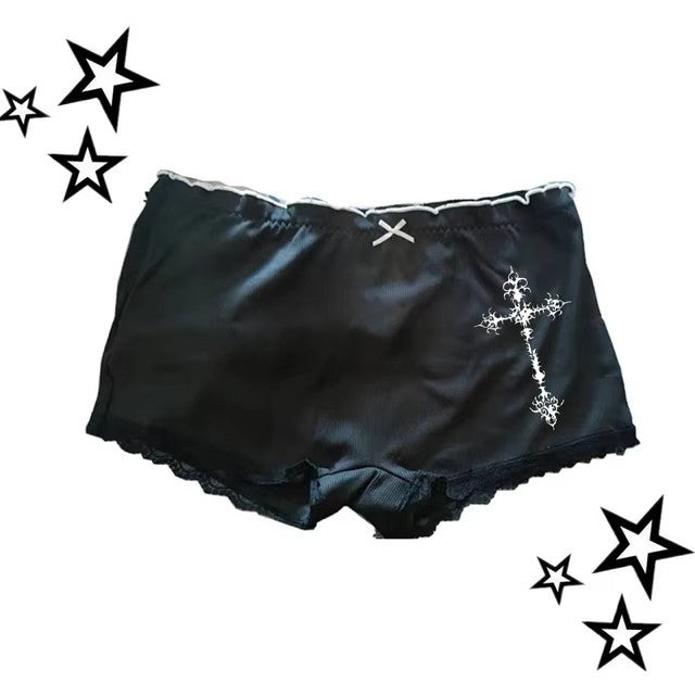 Camisola tubo estilo gótico punk con estampado cruzado para mujer