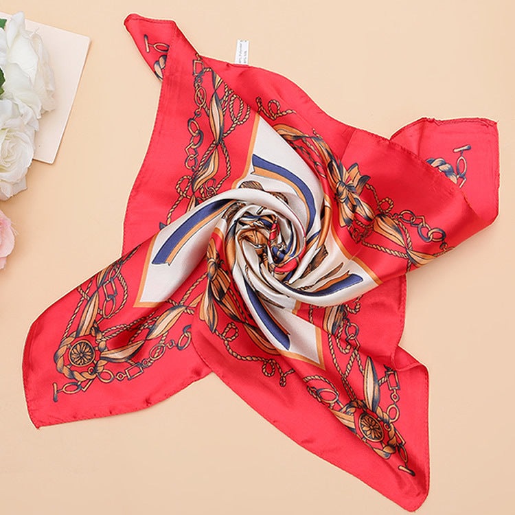 Foulard carré en imitation soie imprimé pour femme
