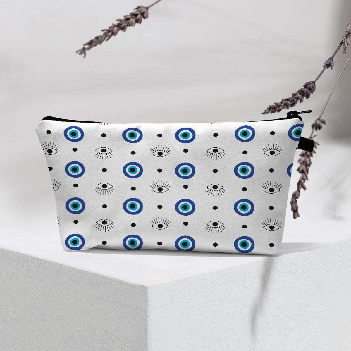 Bolsa de cosméticos portátil con diseño de mal de ojo para mujer