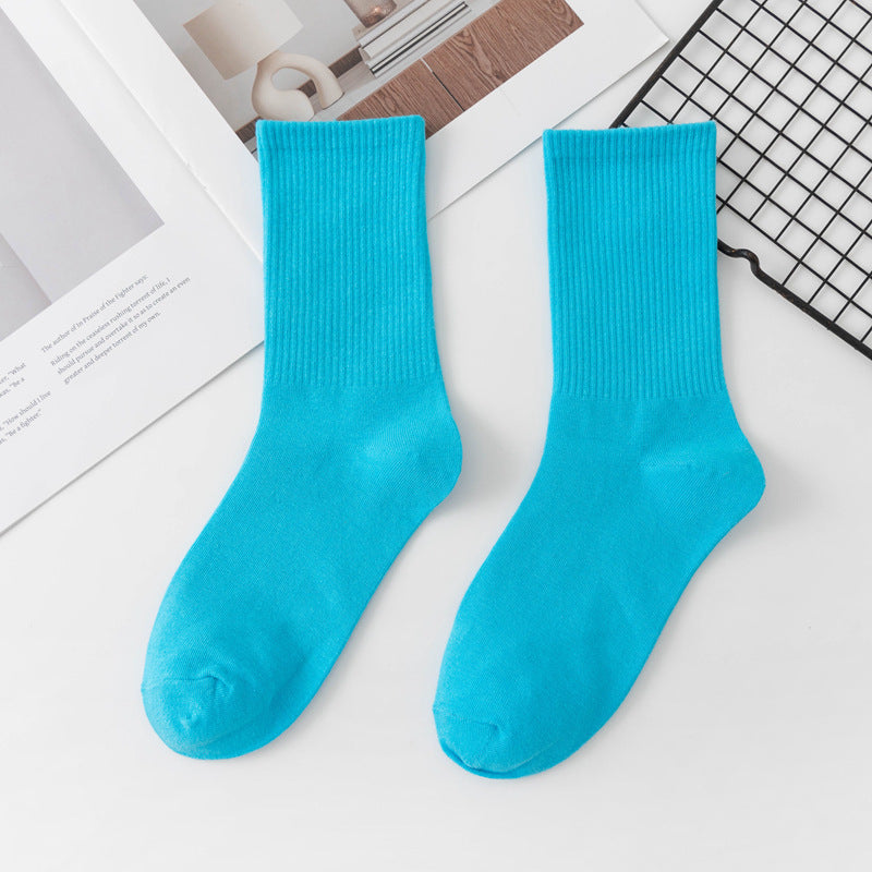 Calcetines de algodón hasta la rodilla de color liso para mujer