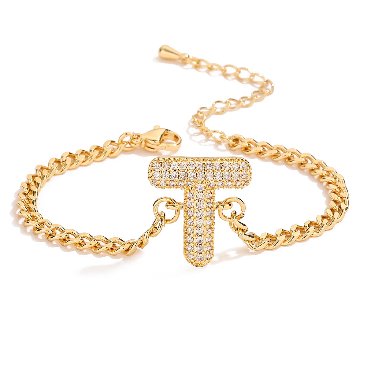 Pulsera de alfabeto de circonitas de moda 26