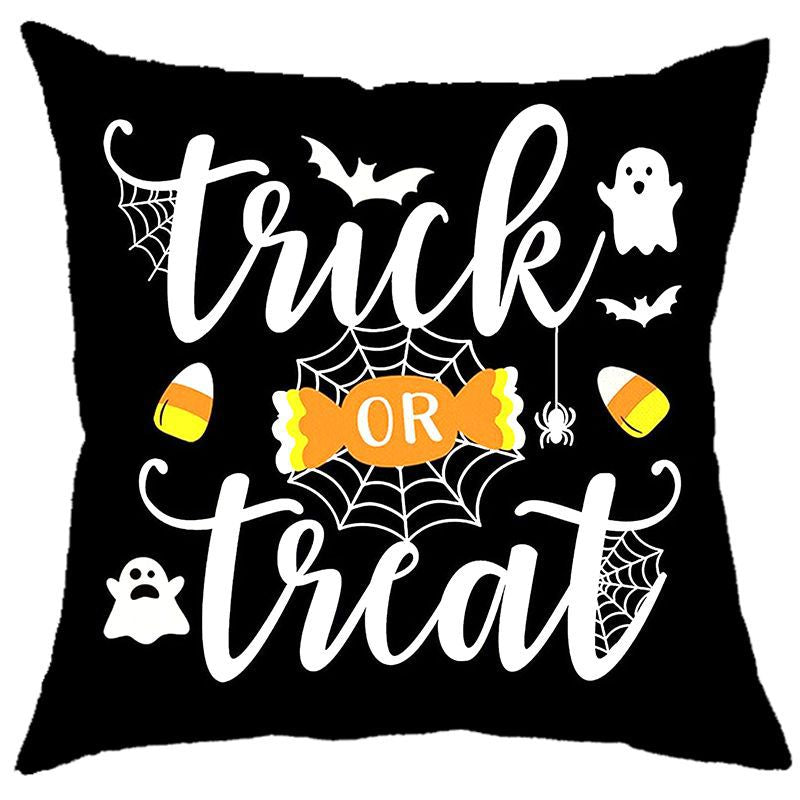 Halloween Pumpkin Skull Print Linen Sofa Cushion Cover