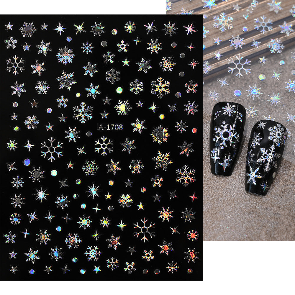 Pegatinas navideñas de copos de nieve para uñas