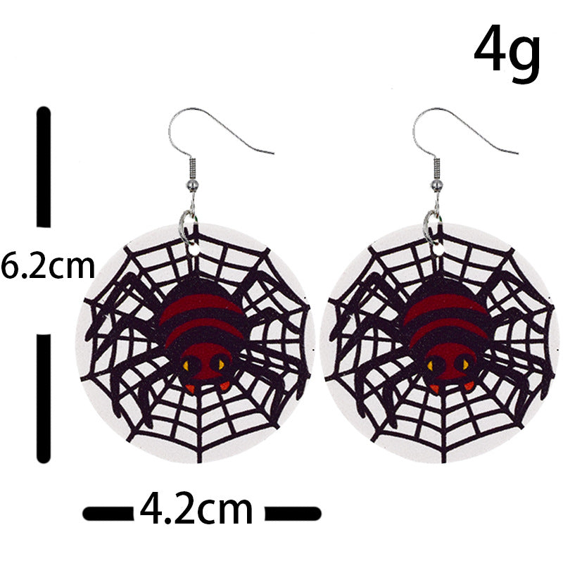 Halloween Women Funny Pumpkin Ghost Leather Earrings
