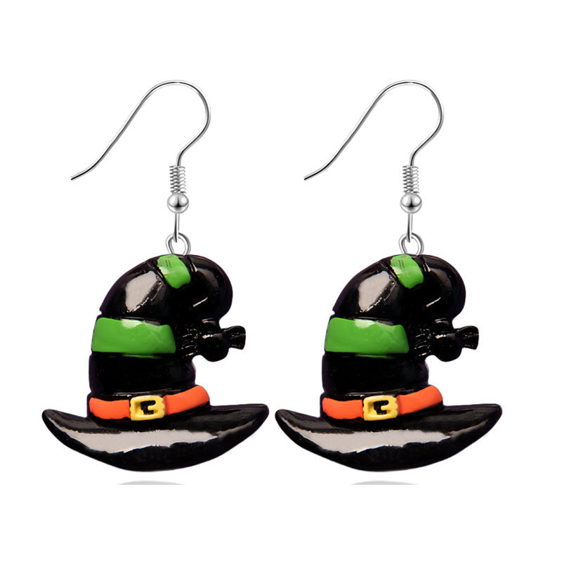 Pendientes de resina con diseño divertido de murciélago, calabaza y fantasma para Halloween para mujer