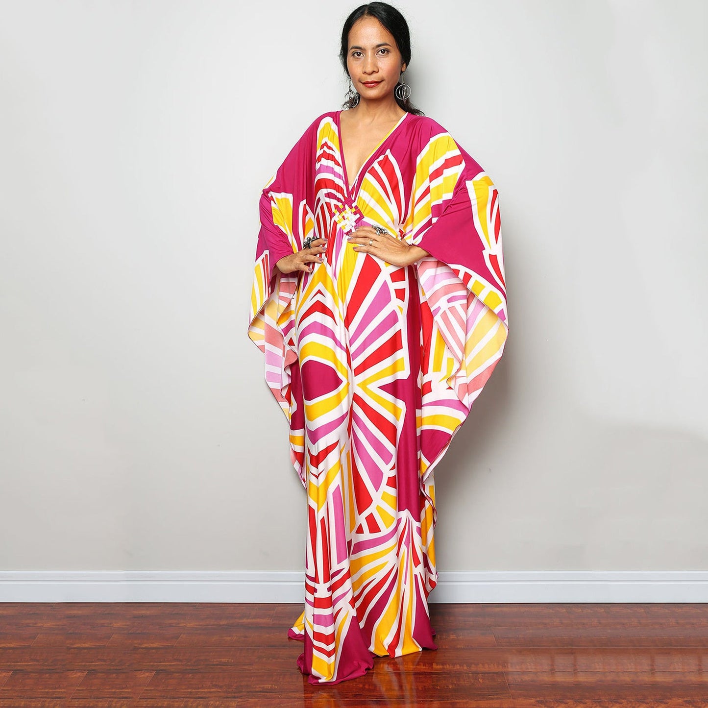 Robe de plage ample en polyester imprimé