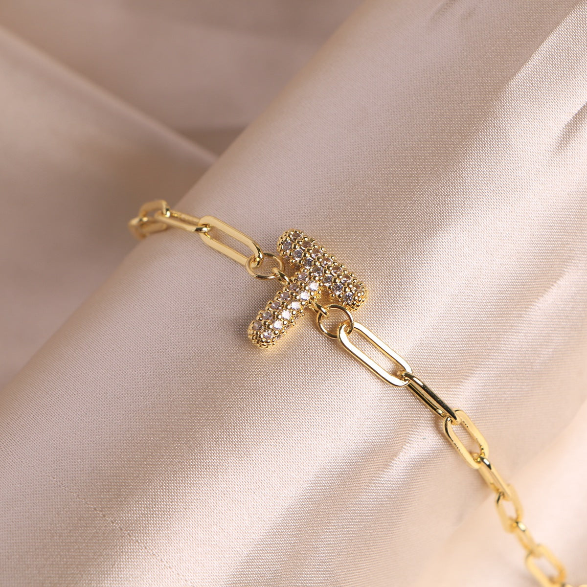 Fashion 26 Zircon Alphabet Clip Chain Bracelet
