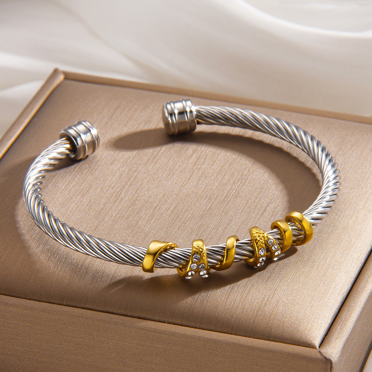 Women Fashion Steel Wire Rope Titanium Steel Twist Bracelet