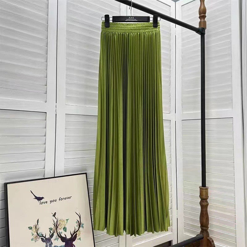 Women Fashion Solid Color Pleated Skirt in Cotton Silk