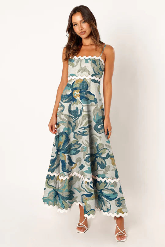 Women Casual Summer Vacation Floral Maxi Sun Dress