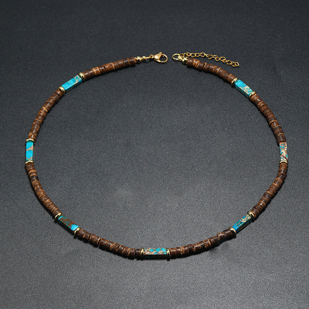 Collar de cuentas turquesas de moda para hombre