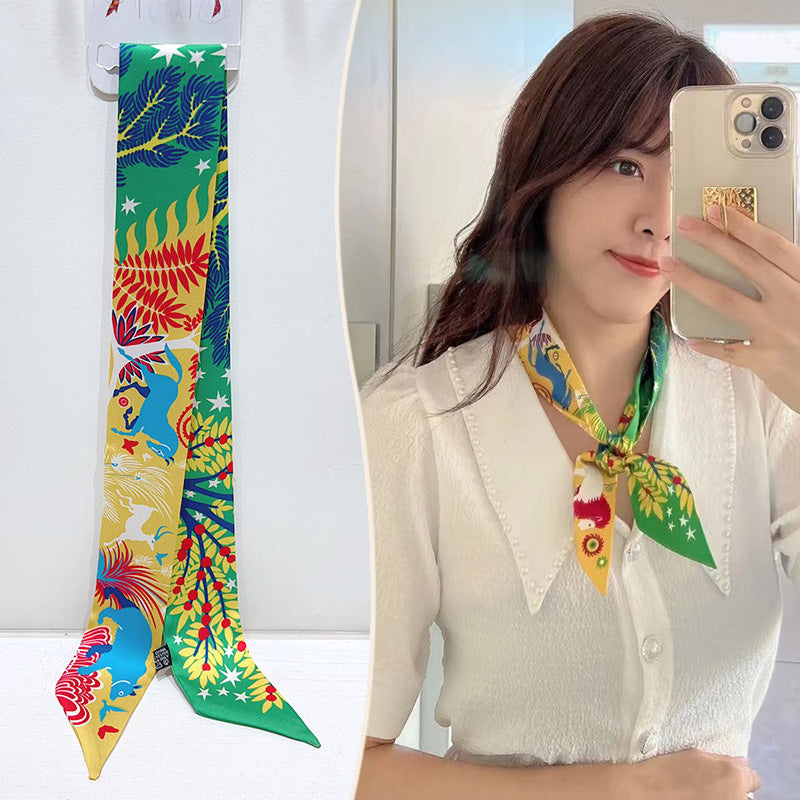 Fashion Printed Ribbon Tie Bag Handle Scarf