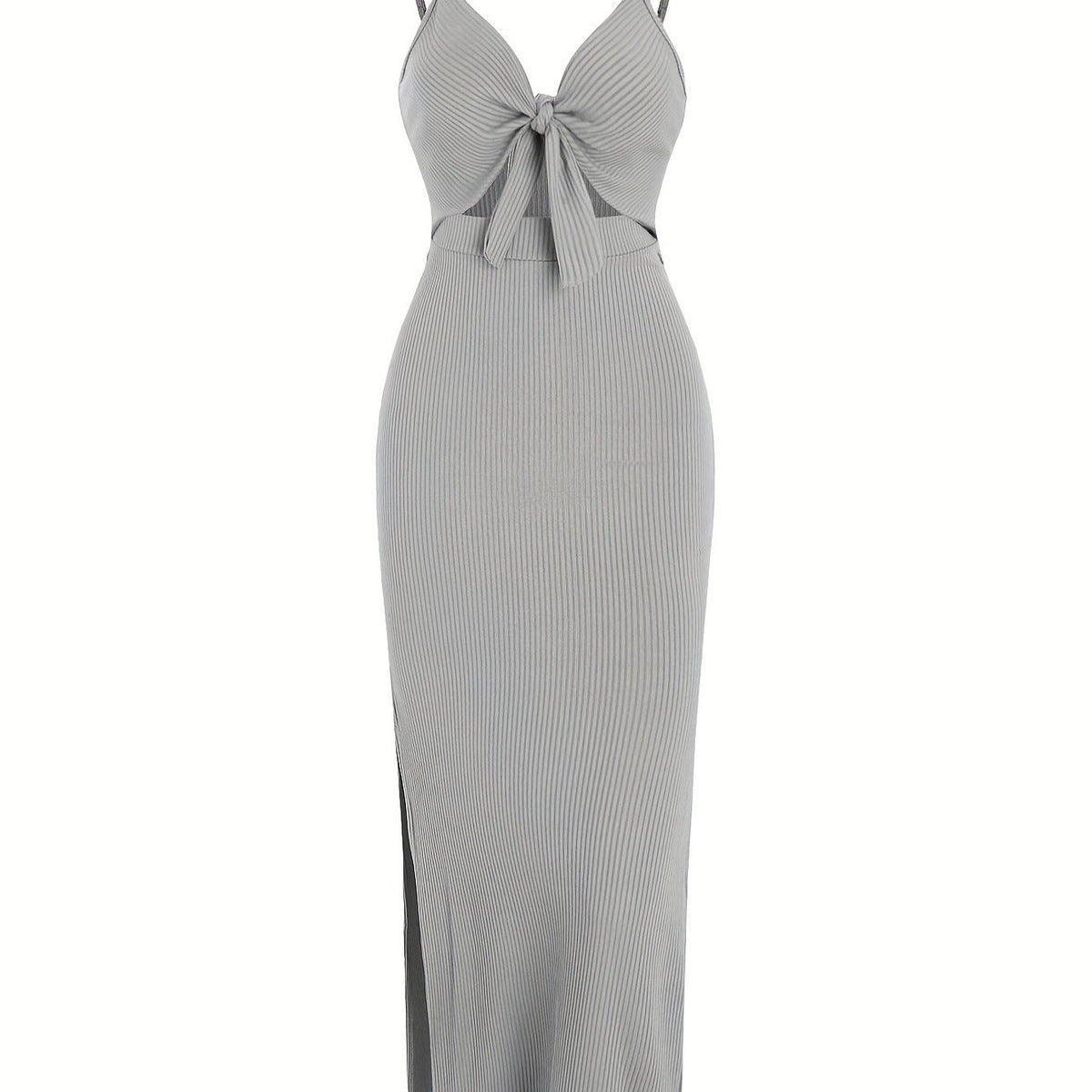 Women Elegant Sleeveless Slim-Fit Solid Color Dress - V-Neck Backless Style
