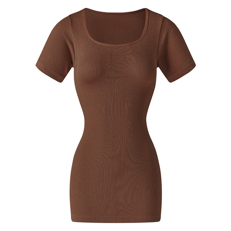Women Fashion Solid Color Slim-Fit Yoga Dress