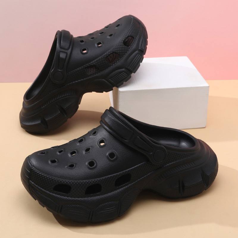Zapatillas informales de suela gruesa con agujeros y suela gruesa para mujer
