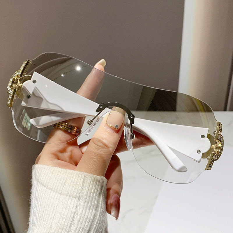 Gafas de sol de moda de una pieza sin marco Y2K