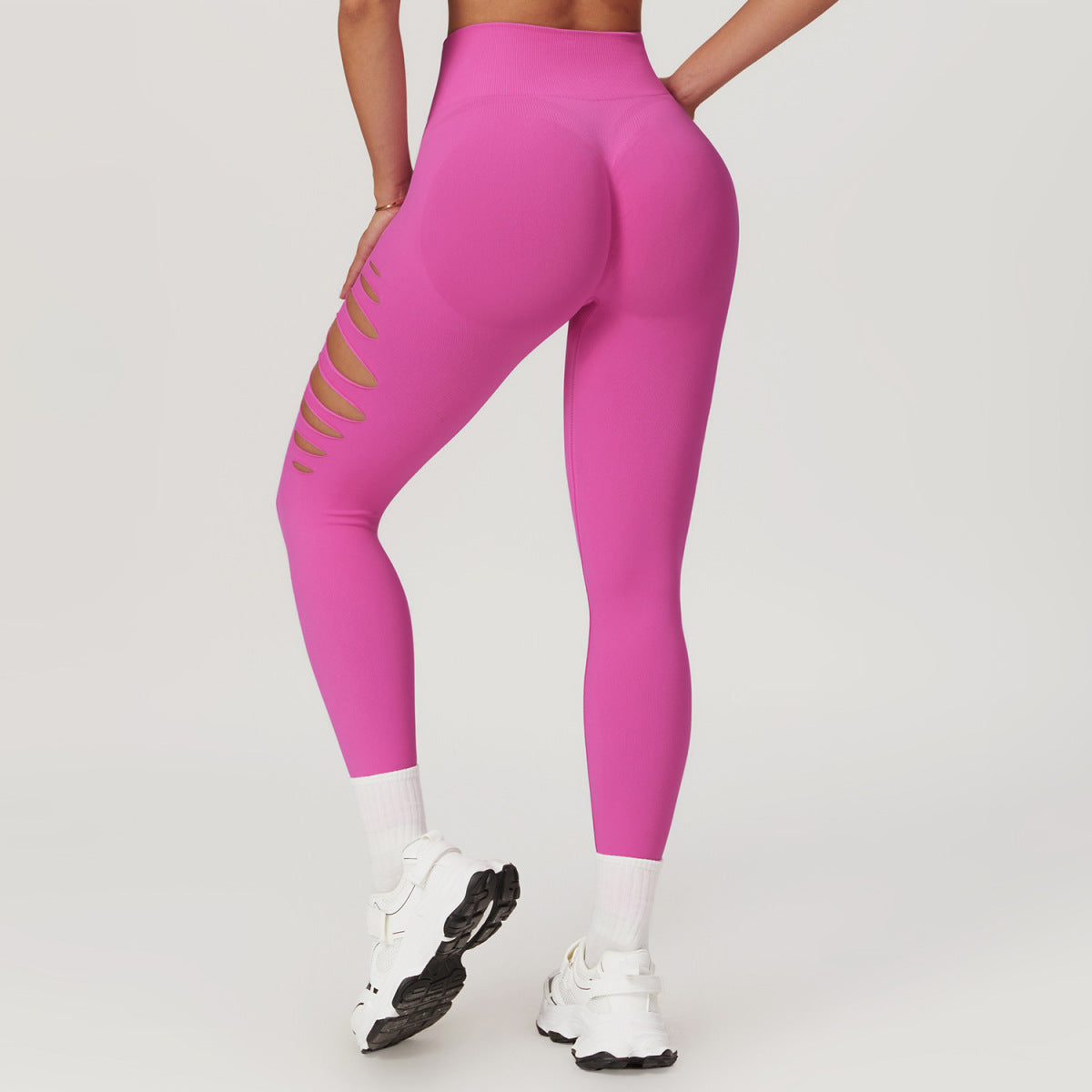 Leggings deportivos de cintura alta de color liso para mujer