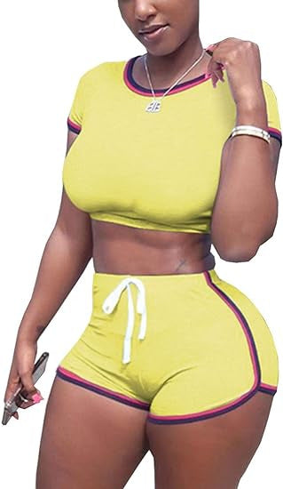 Ensemble t-shirt décontracté à couleurs contrastées pour femme