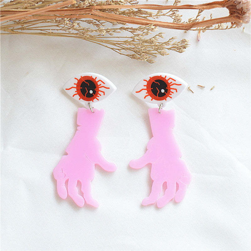 Pendientes colgantes de acrílico con diseño de esqueleto de Halloween para mujer