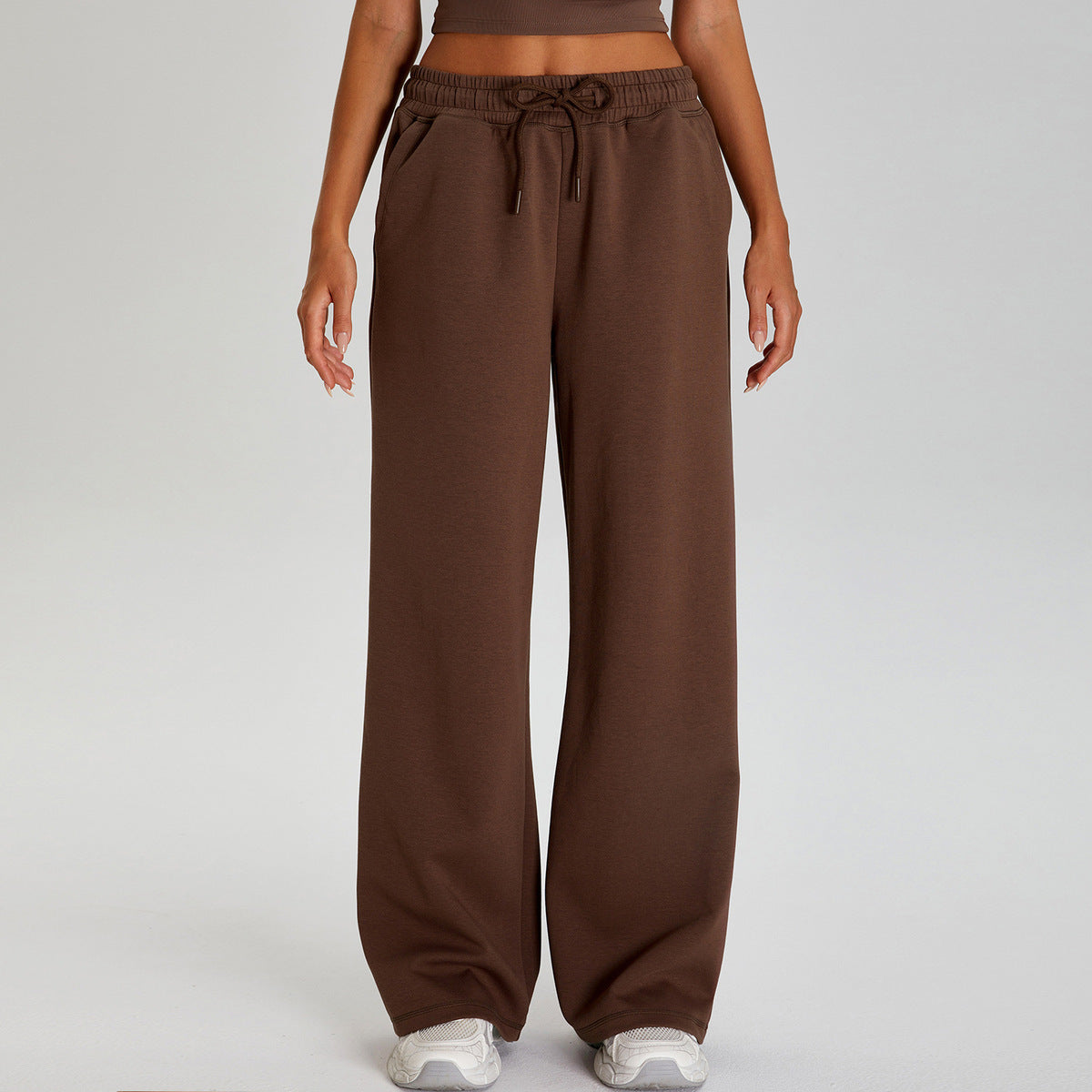 Pantalones anchos informales holgados con cordón para mujer
