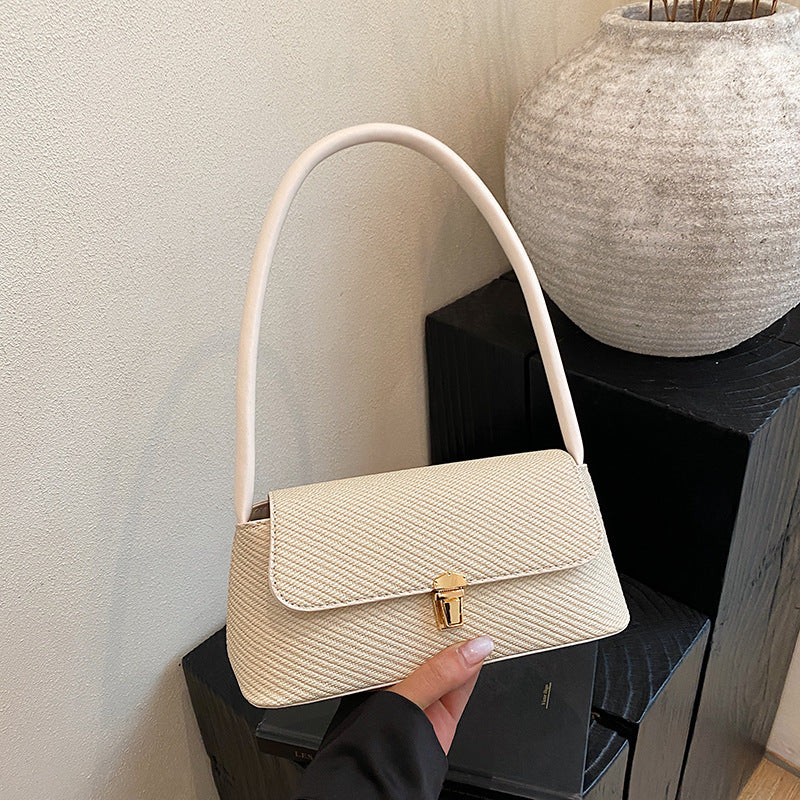 Sac à bandoulière décontracté couleur unie pour femme - Sac sous les bras en PU