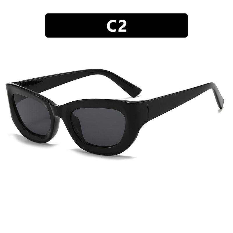 Gafas de sol estilo gato, anti-UV, de color sólido, a la moda para mujer