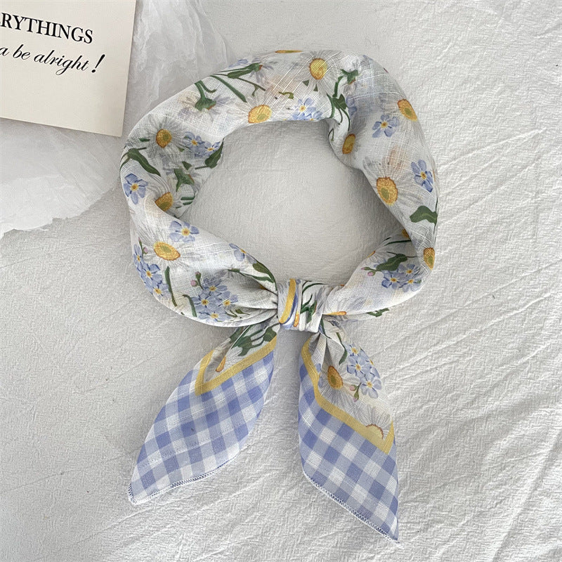 Bufanda floral de lino y algodón de moda de verano para mujer