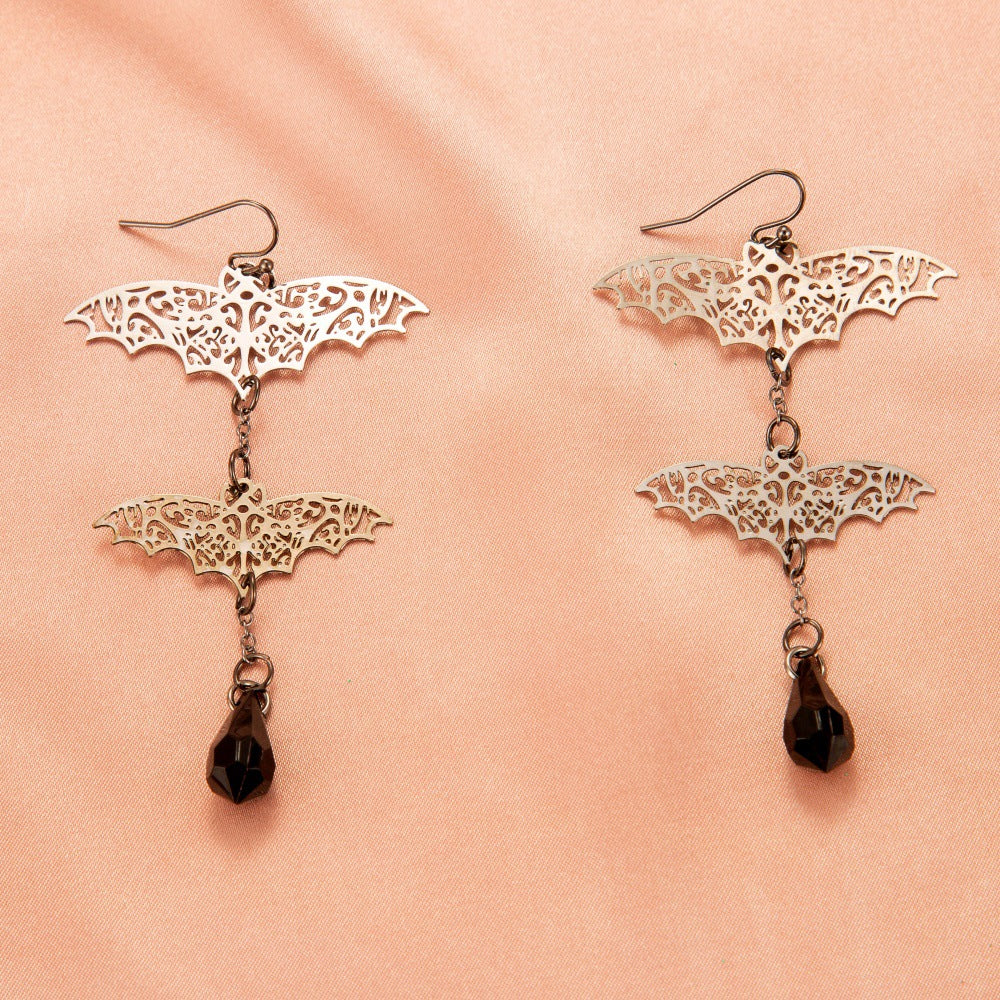 Halloween Women Cartoon Skeleton Pumpkin Bat Earrings
