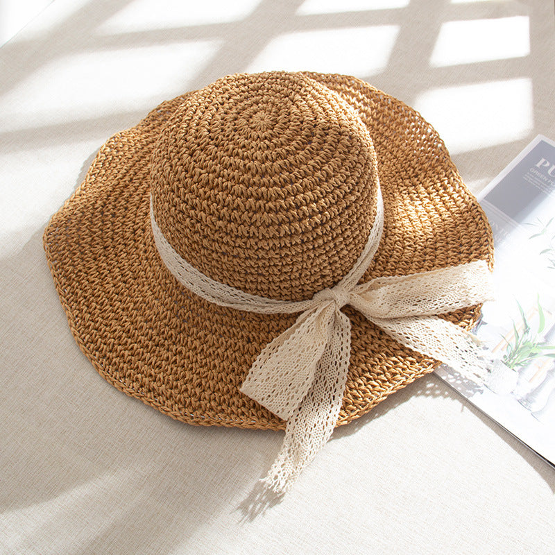 Sombrero tejido para el sol de playa para vacaciones de verano para mujer