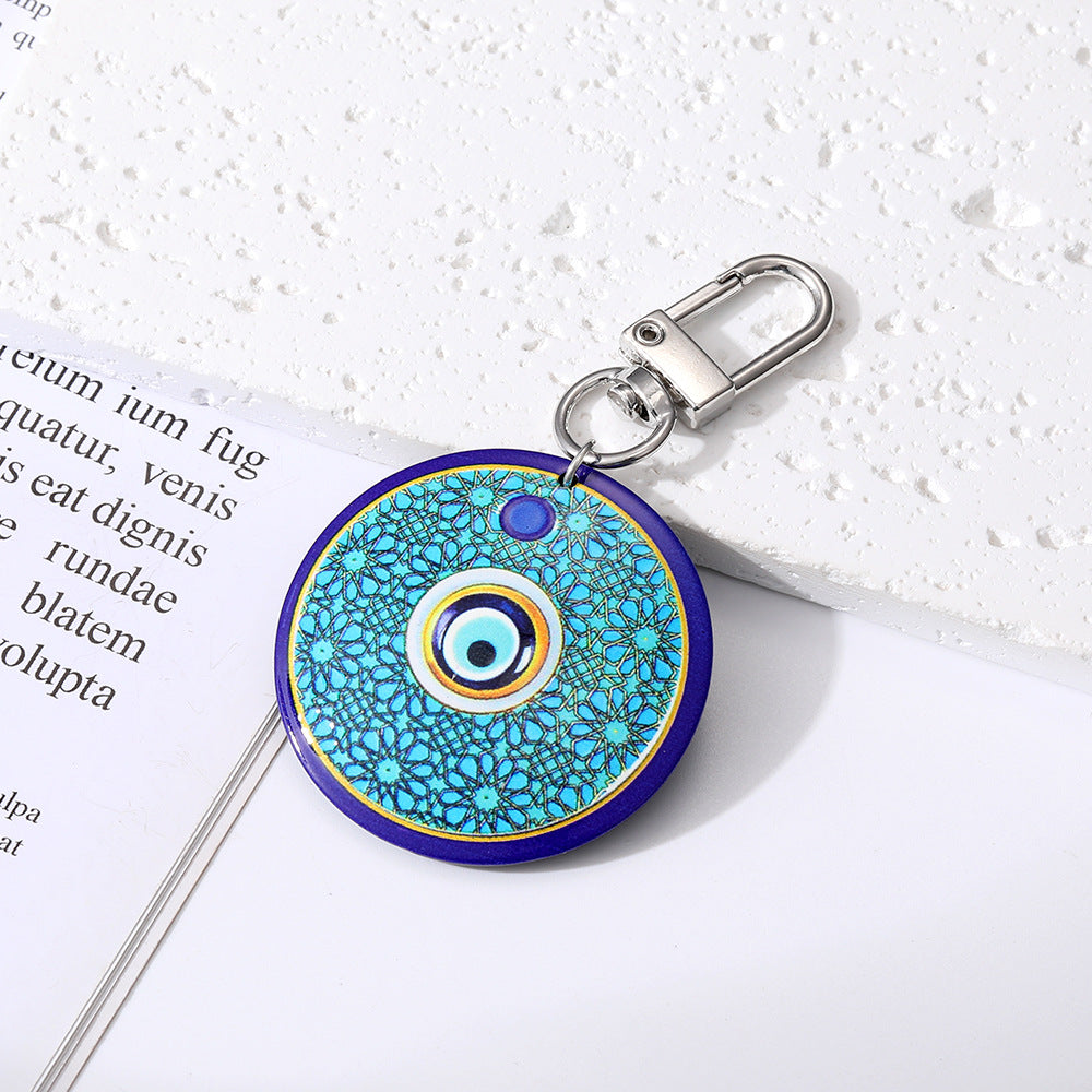 Women Retro Bohemian Round Devil Eye Keychain Set