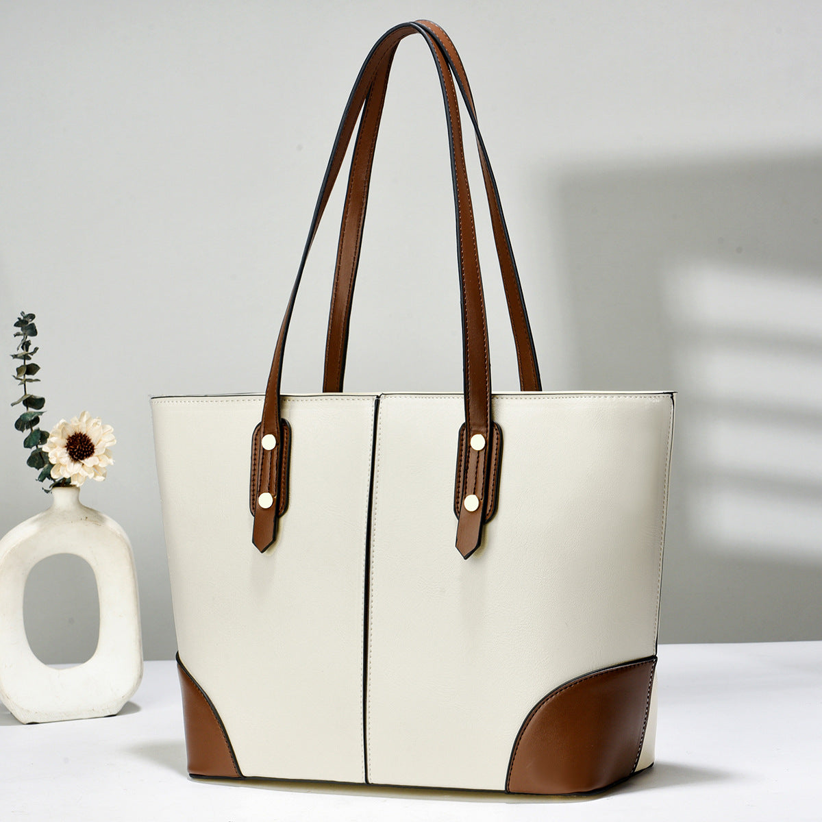 Women Casual Large Capacity PU Shoulder Tote Bag