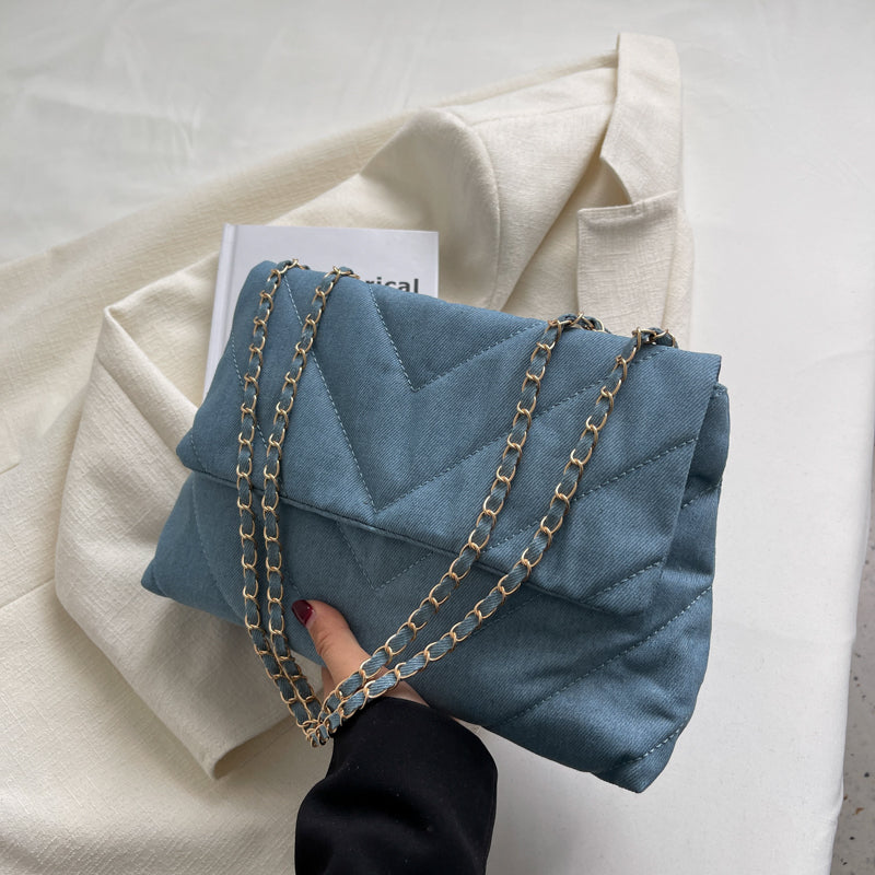 Bolso de hombro vaquero de gran capacidad, sencillo y elegante