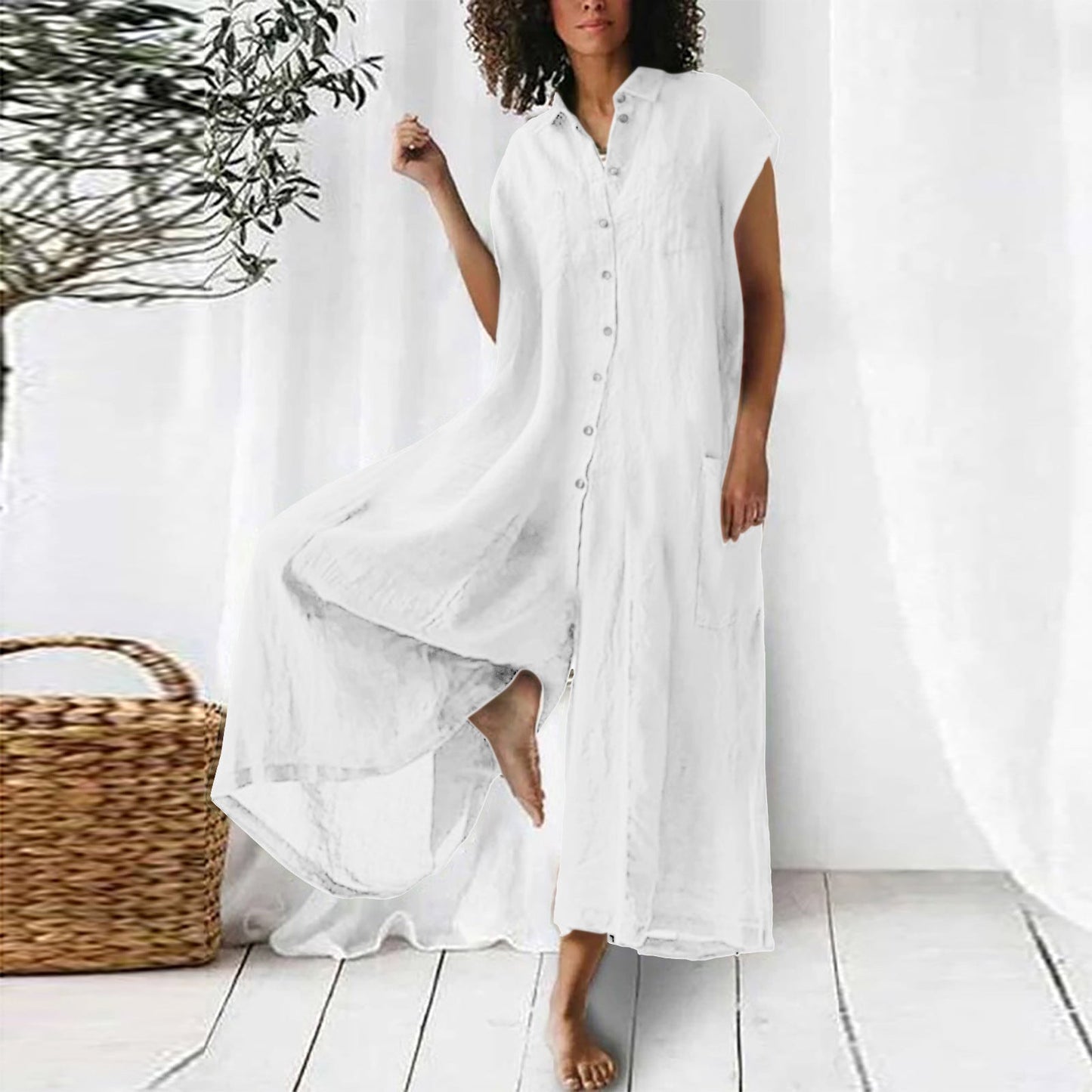 Combinaison en lin décontractée et confortable pour femme