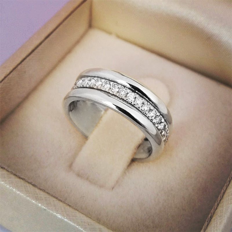 Anillo de aleación de circón simple para mujer, estilo geométrico unisex