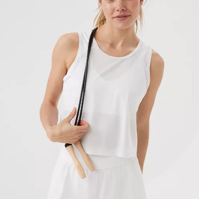 Ensemble haut sans manches décontracté de couleur unie pour femme